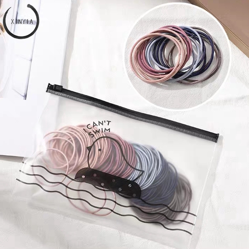 Bộ 100 dây thun buộc tóc nhỏ đơn giản phong cách Hàn Quốc cho nữ