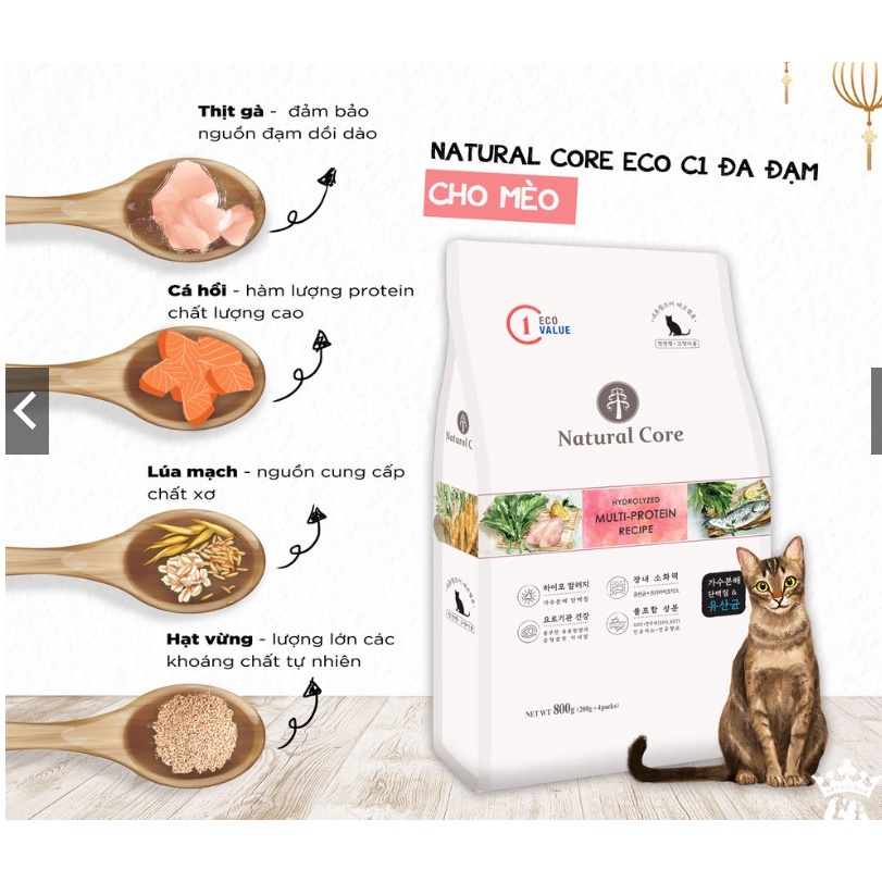 HẠT NATURAL CORE ECO C1 KITTEN cho mèo con 800gr (chính hãng) HẠT ĐA ĐẠM CHO MÈO