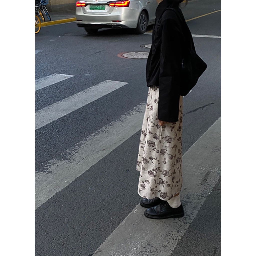 New style ancient wear market brought back private Japanese style first love vintage floral skirt for women