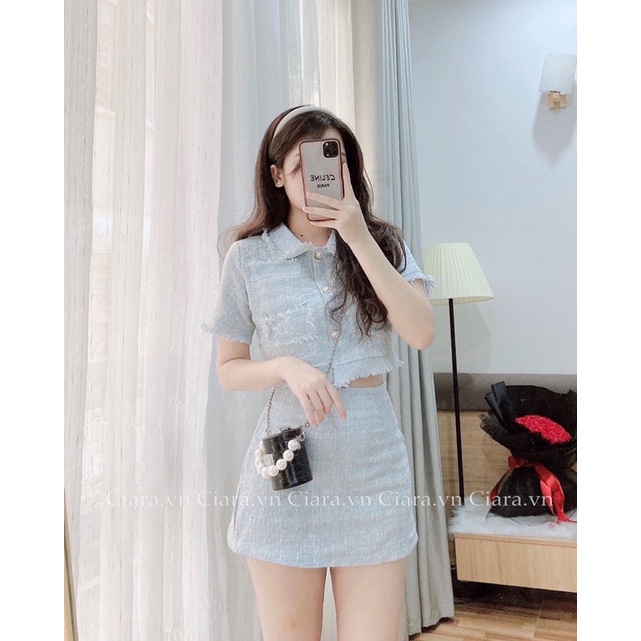 Set dạ tay ngắn (xanh; hồng)