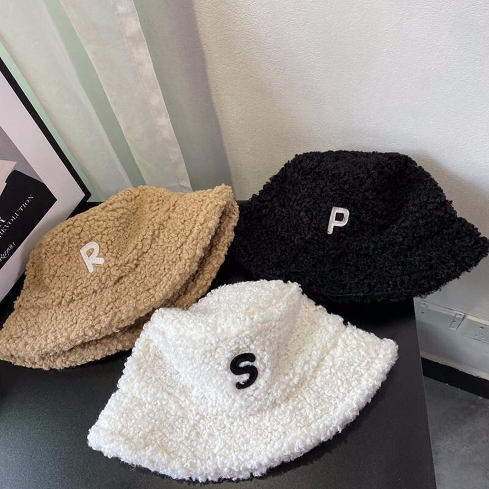 Nón lông ấm áp thêu chữ kiểu xô đội trong mùa đông