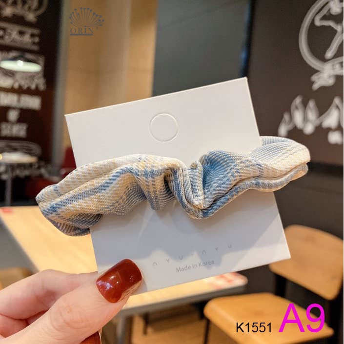 Dây buộc tóc, cột tóc scrunchies caro thời trang thanh lịch Orin K1551