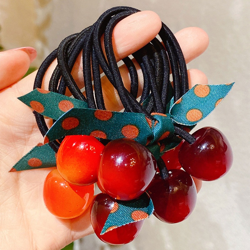 Dây Buộc Tóc Quả Cherry Co Giãn Dành Cho Nữ