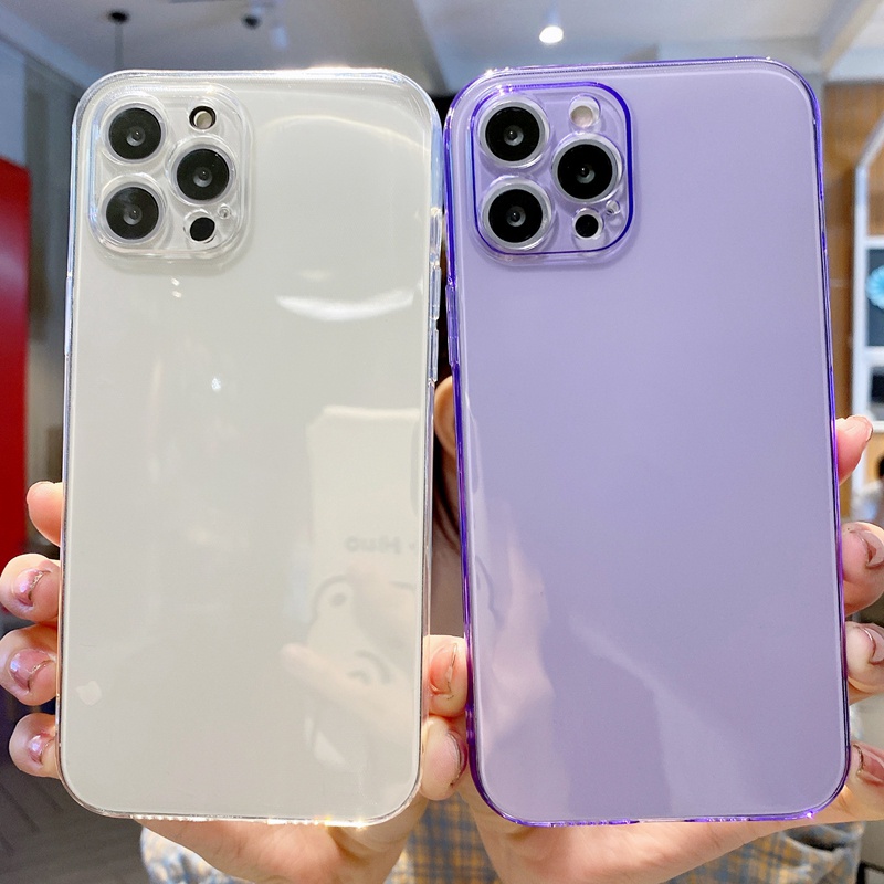 Vỏ điện thoại mềm trong suốt màu rắn cho iPhone 11 12 13 Pro Max XS XR 7 8 6 6S PLUS