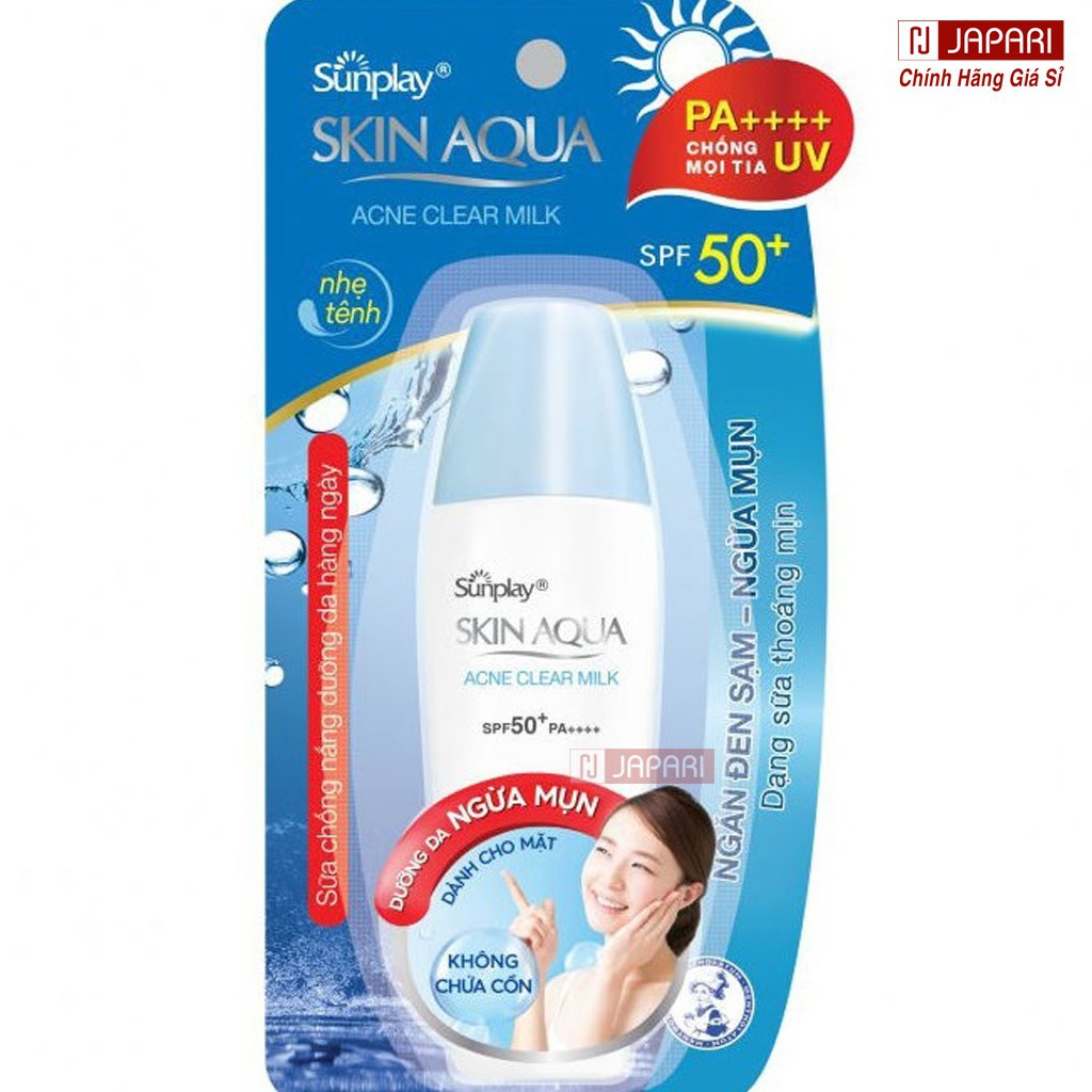 Kem chống nắng dưỡng da ngừa mụn Sunplay Skin Aqua Acne Clear Milk SPF50+, PA++++ [mới] [Sale] [Mới 2021]