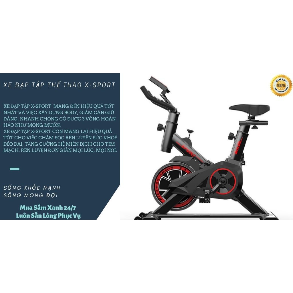 (HOT) Xe đạp tập thể dục thể thao trong nhà X-Sport , hợp kim chống rỉ - điều chỉnh tốc độ đạp - đồng hồ hiển thị tốc độ