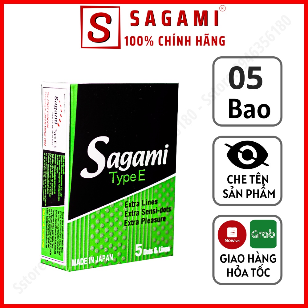 Bao Cao Su Sagami Type E - BCS Gân Bi Tăng Khoái Cảm - Kéo Dài Thời Gian - Hộp 5 Chiếc BTE5