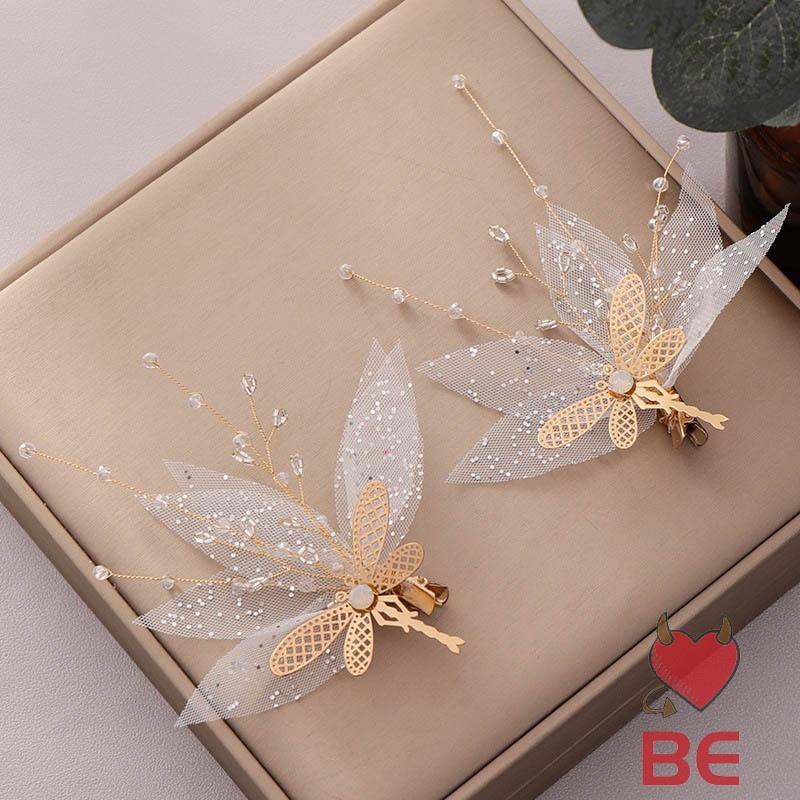 YADORNOS 2 Kẹp tóc hình bướm đính đá lấp lánh thời trang cho cô dâu