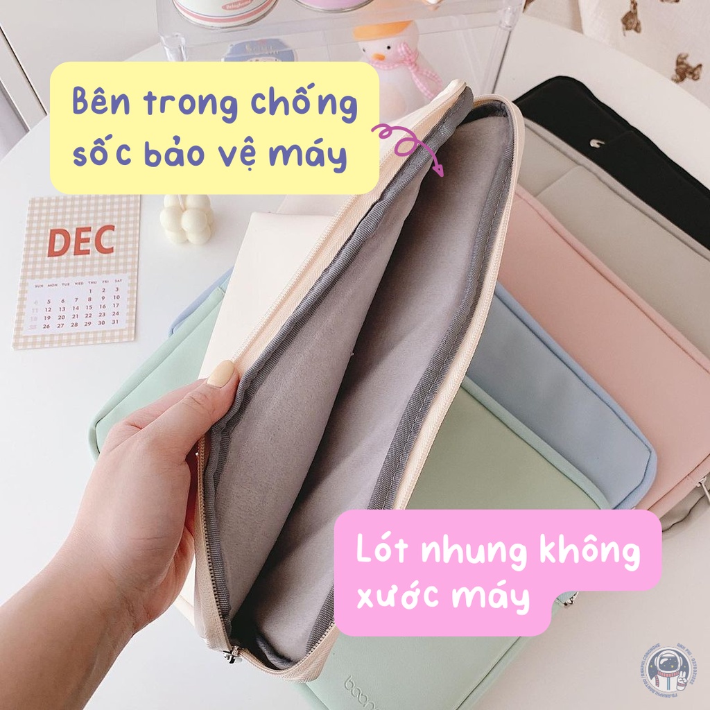 Túi Chống Sốc Laptop Da PU Cao Cấp Chống Nước 13.3 inch Trơn Pastel