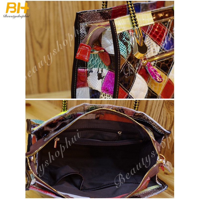 Túi Đeo Chéo Da Bò Họa Tiết Da Rắn Phong Cách Âu Mỹ Cho Nữ