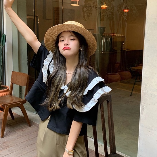 Áo Sơ Mi Tay Ngắn Cổ Búp Bê Thiết Kế Thời Trang Dành Cho Nữ | BigBuy360 - bigbuy360.vn