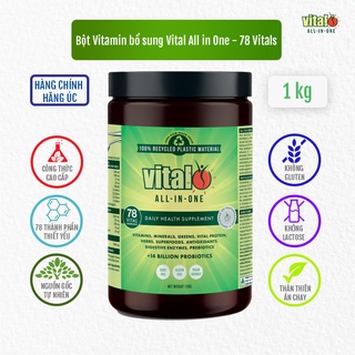 Bột vitamin all in one 78 vitals- bổ sung vitamin, khoáng chất, rau xanh, protein - hỗ trợ tiêu hóa, gan