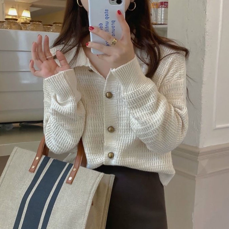 Áo Khoác Cardigan Dệt Kim Dáng Ôm Phong Cách Thời Trang Vintage Dành Cho Nữ