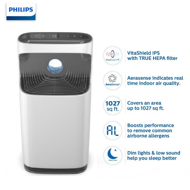 Máy lọc không khí cao cấp nhãn hiệu Philips AC3256/00 Công suất 60W, Chất lượng không khí 4 màu