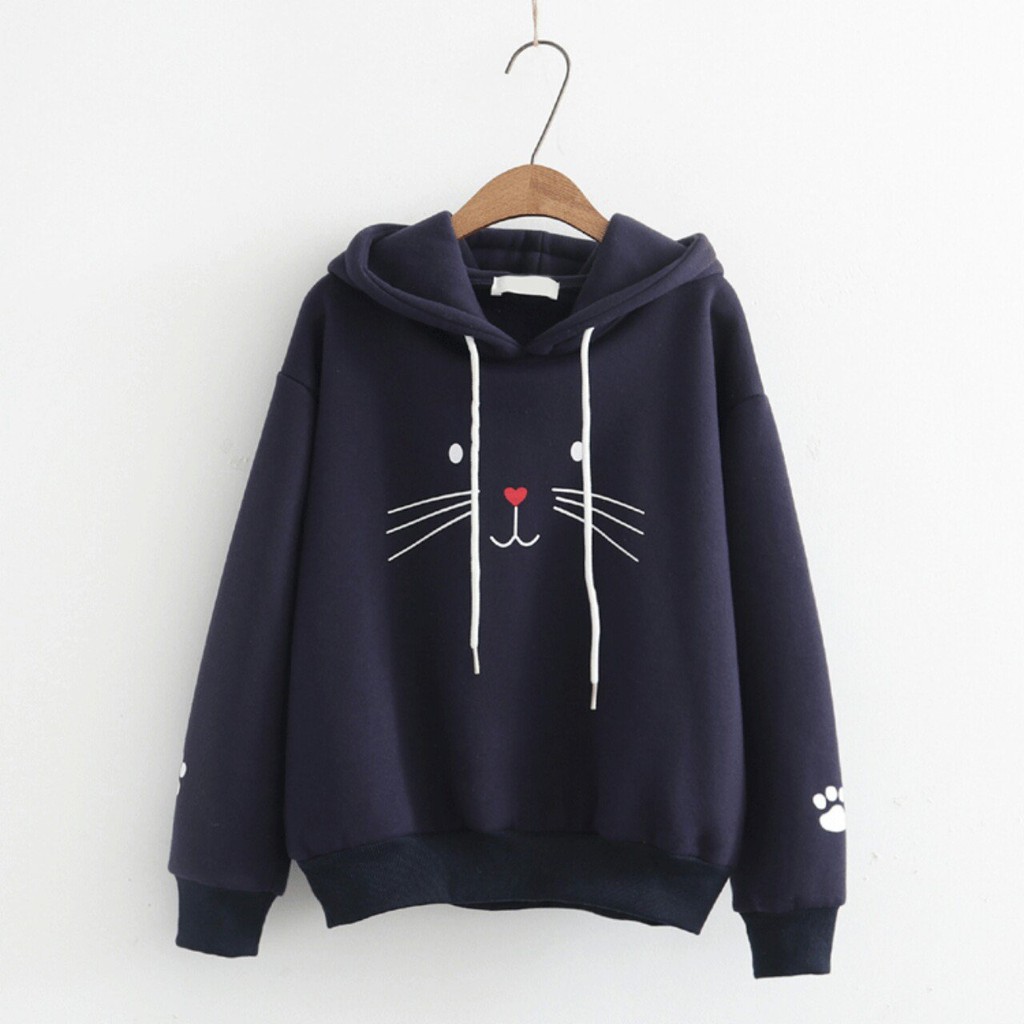 ÁO HOODIE NỮ❤️ĐỔI TRẢ HÀNG NẾU KO VỪA Ý ❤️ ️FREESHIP️  ( MẶT MÈO)  VẢI NỈ NHIỀU MÀU IN  AO HOODIE FREE SIZE DƯỚI 60KG Sn | BigBuy360 - bigbuy360.vn