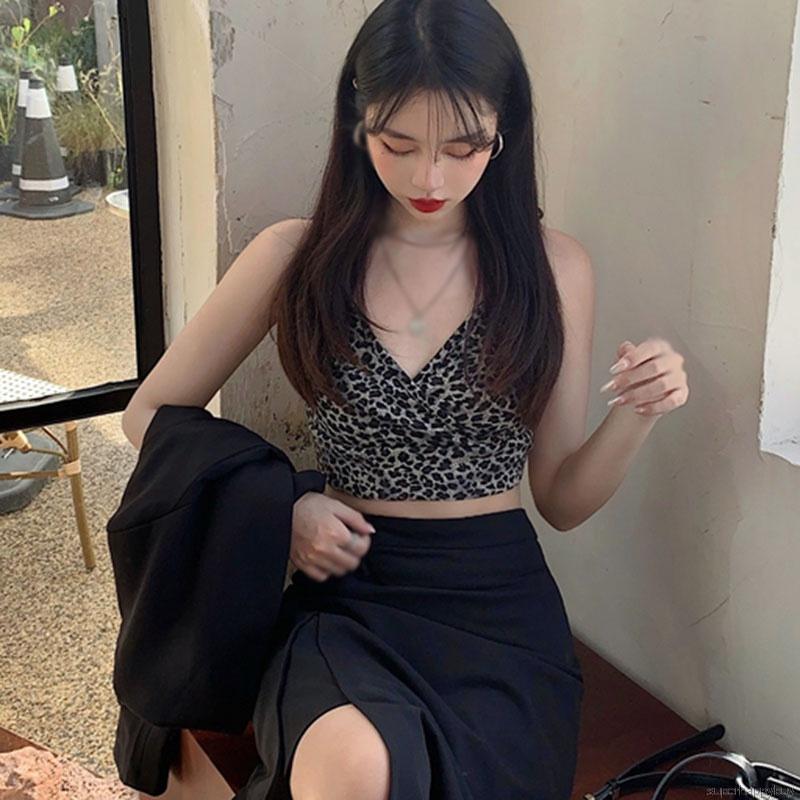 Áo Tank Top Hoạ Tiết Da Báo Thiết Kế Cổ Chữ V Quyến Rũ