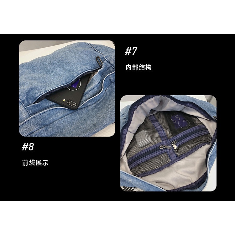 Túi Đeo Chéo Ngực Chất Liệu Denim Sức Chứa Lớn Phong Cách Harajuku Hàn Quốc Mới 2022 Cho Nam Nữ