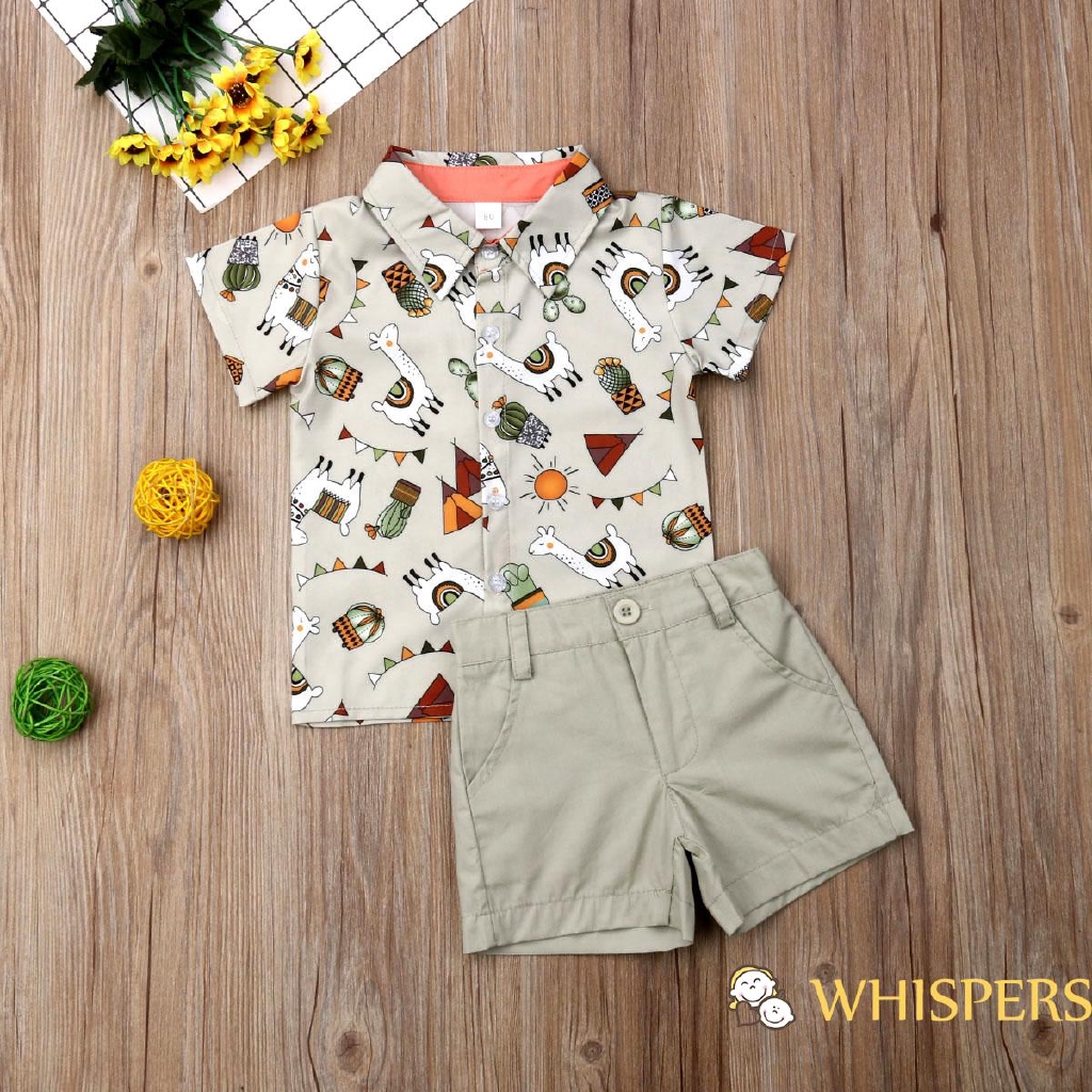 Set Áo Sơ Mi 3 Lỗ &amp; Quần Short Cho Bé Trai