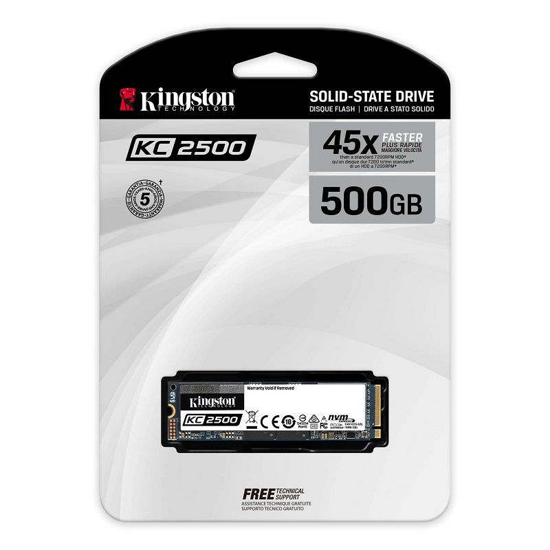 Ổ Cứng SSD Kingston KC2500 M.2 PCIe Gen3 x4 NVMe 500GB 2280 Read 3.500 White 2.500MB/s / 375k/300k IOPS