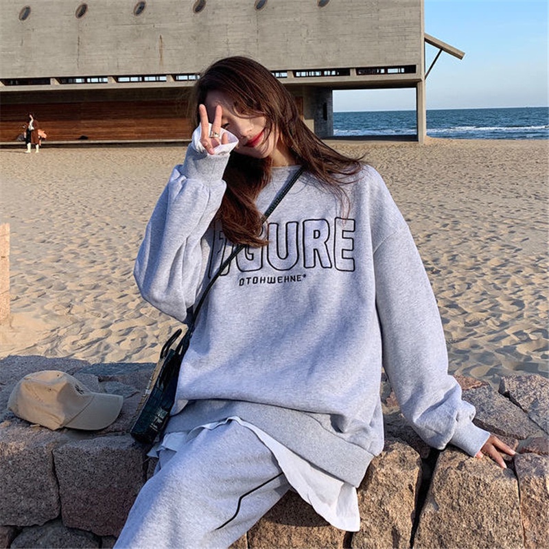 NRVP Áo Hoodie Dáng Rộng Thời Trang Hàn Quốc Đơn Giản Cá Tính Cho Nữ