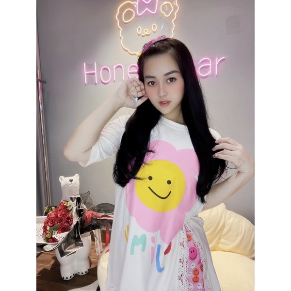 SET BỘ ĐI CHƠI - ÁO THUN SMILE IN HÌNH HOA PHỐI KÈM QUẦN SHORT NGẮN IN HOA NHÍ DỂ THƯƠNG - MÀU TRẮNG - SP001109