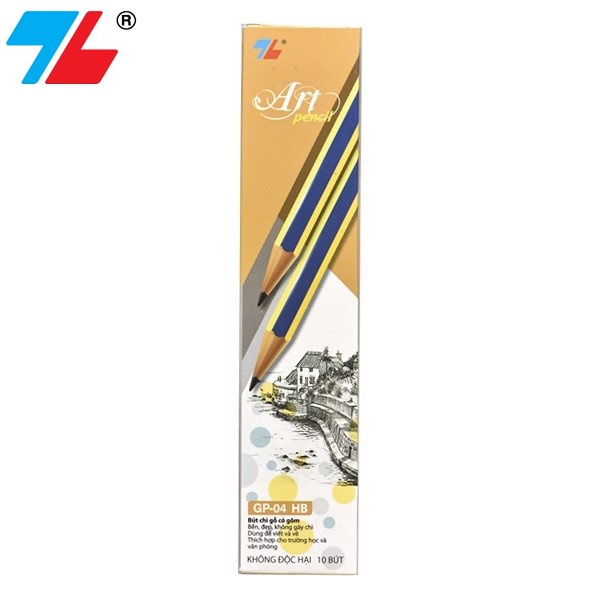 Hộp 10 cây bút chì gỗ thân lục giác 2B/HB Thiên Long GP-01 / GP-04