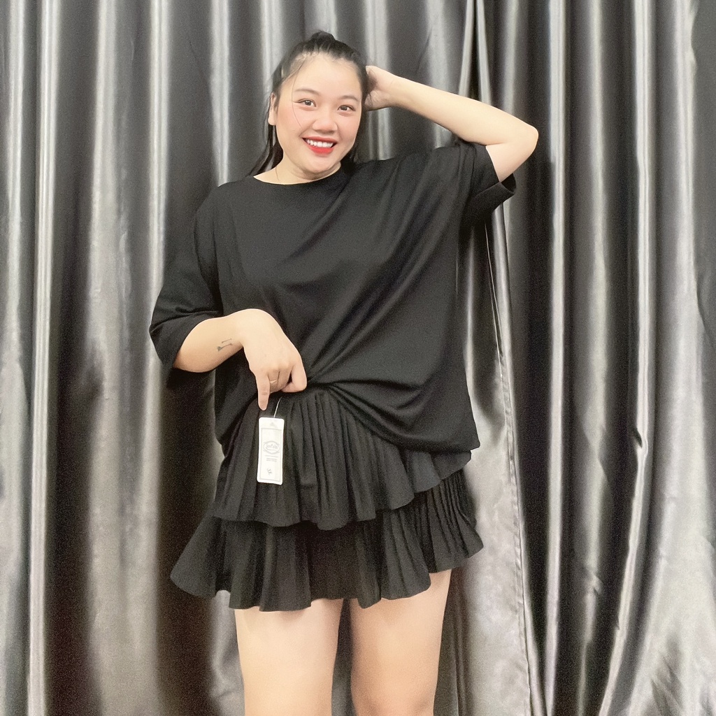 Áo Thun Trơn Tay Lỡ Phom Rộng Bigsize(58kg đến 95kg) Áo Phông Unisex Nam Nữ Bigsize Cô Nhỏ MÃ THUN TD &amp; THUN TN