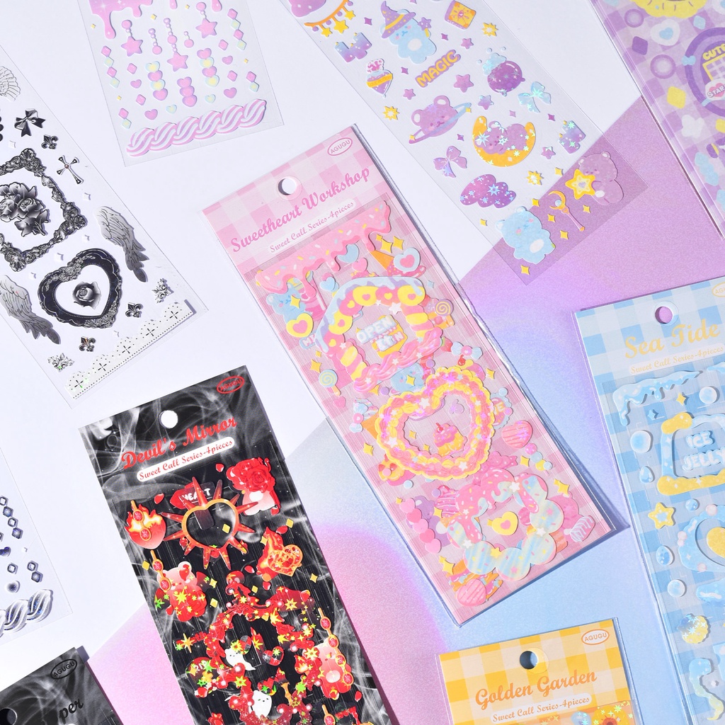 Set 4 Miếng Dán Trang Trí Hình Gấu Dễ Thương Phong Cách Hàn Quốc