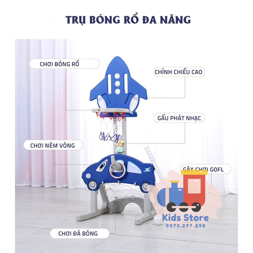 Đồ Chơi Bộ Bóng Rổ 5 trong 1 - Giúp trẻ Phát Triển Kĩ Năng Thể Thao - màu Xanh/Đỏ - Đồ Chơi trẻ em