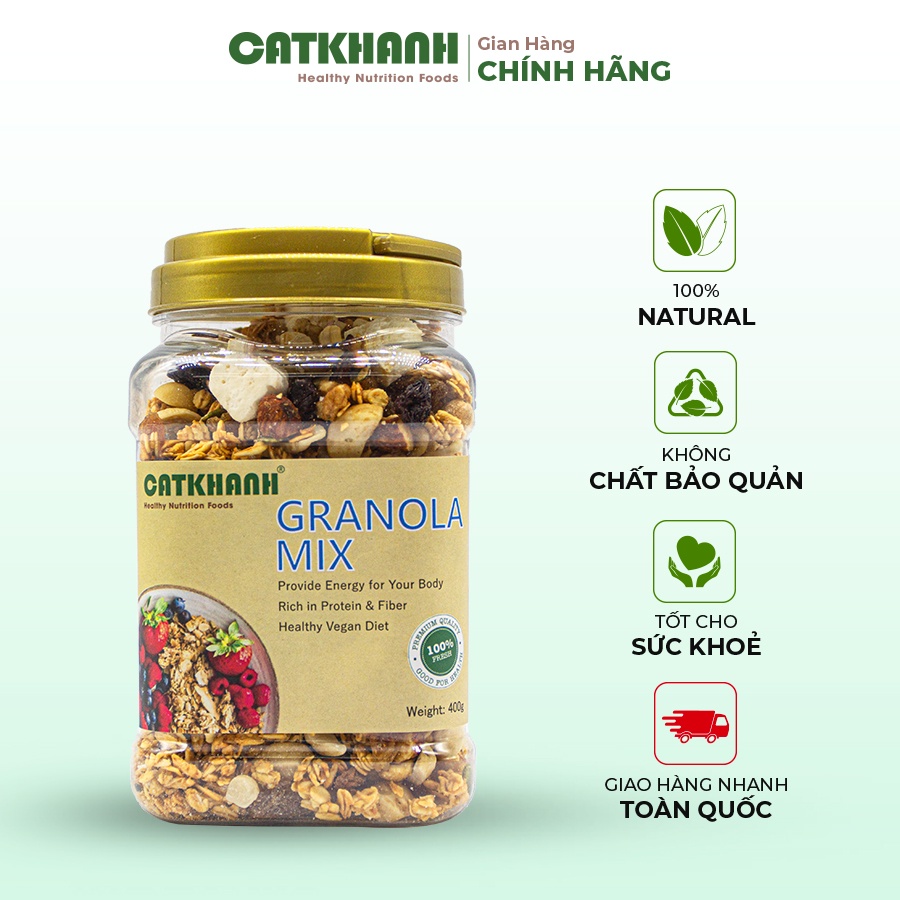 Hạt Dinh Dưỡng Granola Mix Organic Yến Mạch, Mật Ong, Nho Khô Tốt Cho Sức Khỏe Hủ 200g/ 400g