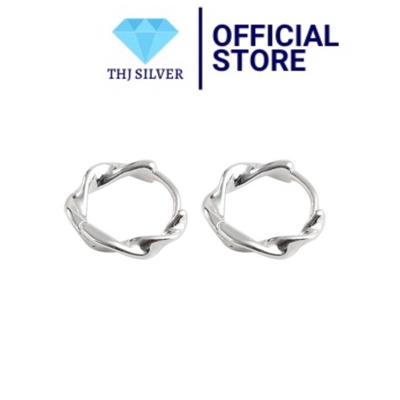 Bông tai nữ THJ - Bông tai nữ xoắn bạc ta hàng kỹ bóng đẹp
