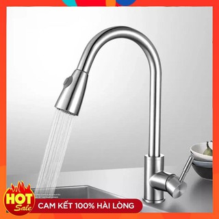 Vòi rửa chén bát nóng lạnh inox 304 cao cấp GIORMANI VRB25 dây rút tại vòi tiện dụng - tặng dây cấp inox