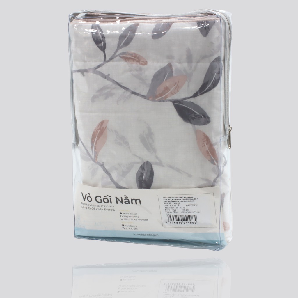 Vỏ Gối Nằm Hàn Quốc K-Bedding by Everon MicroTencel 45x65cm Hồng Phối Trắng KMTP107 (1 cặp)