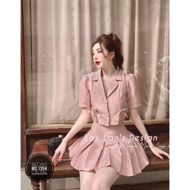 SET VEST ÁO CROPTOP NƠ PHỐI CHÂN VÁY BIGSIZE