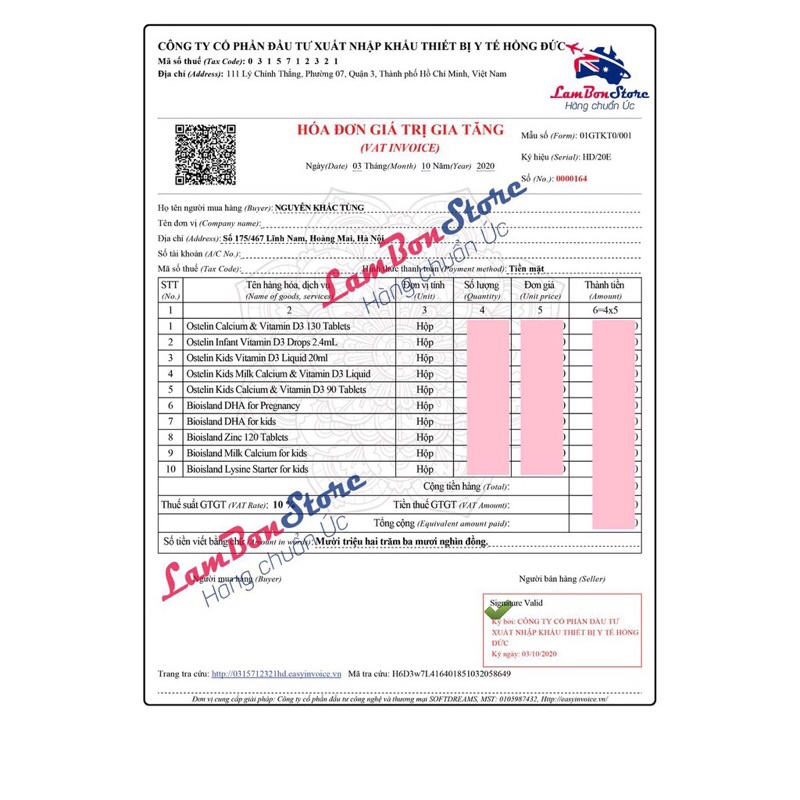 Calcium &amp; Vitamin D3 130 viên - Canxi Ostelin cho bà bầu