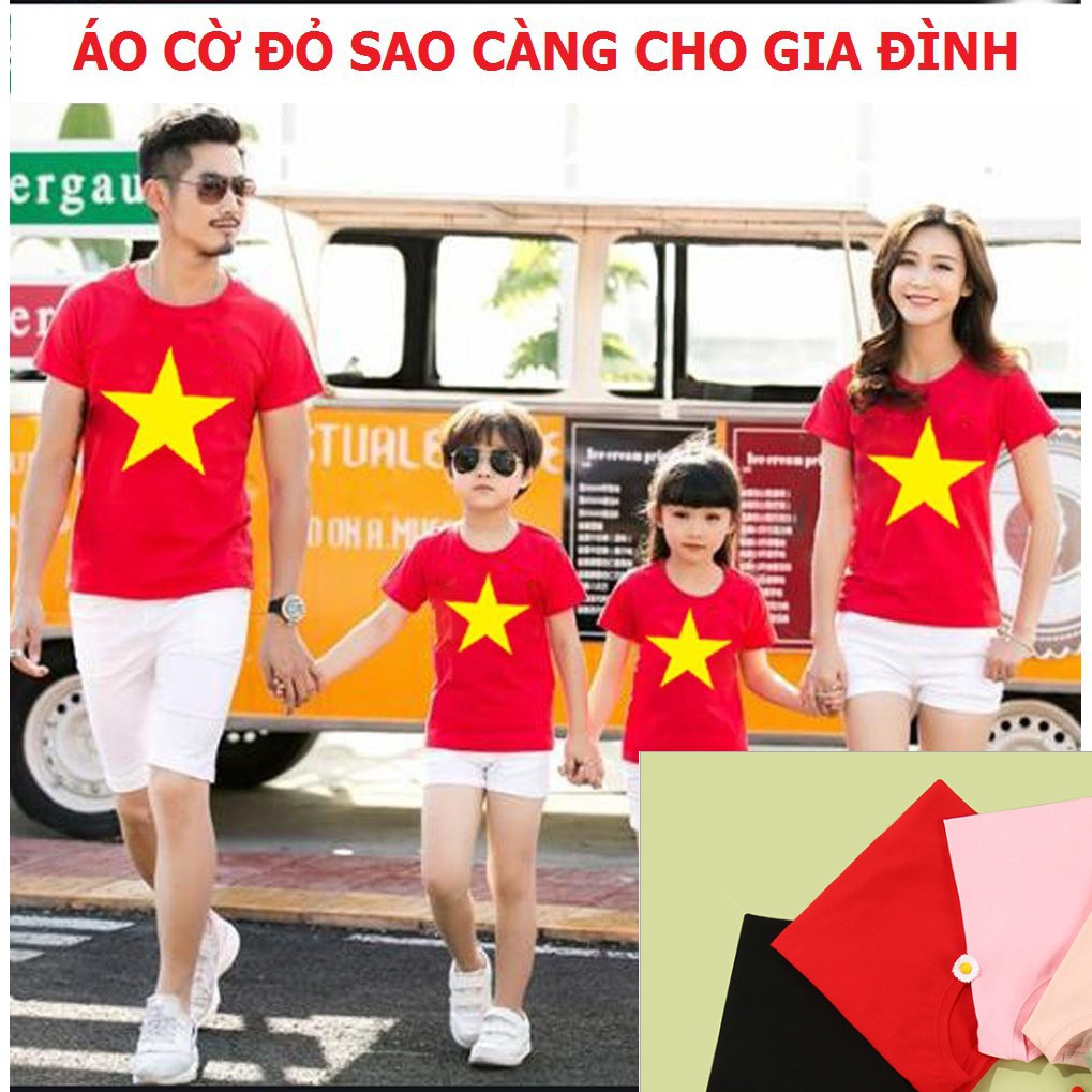 Áo thun cờ đỏ sao vàng ( không xù lông) hình in không dính, không bong tróc