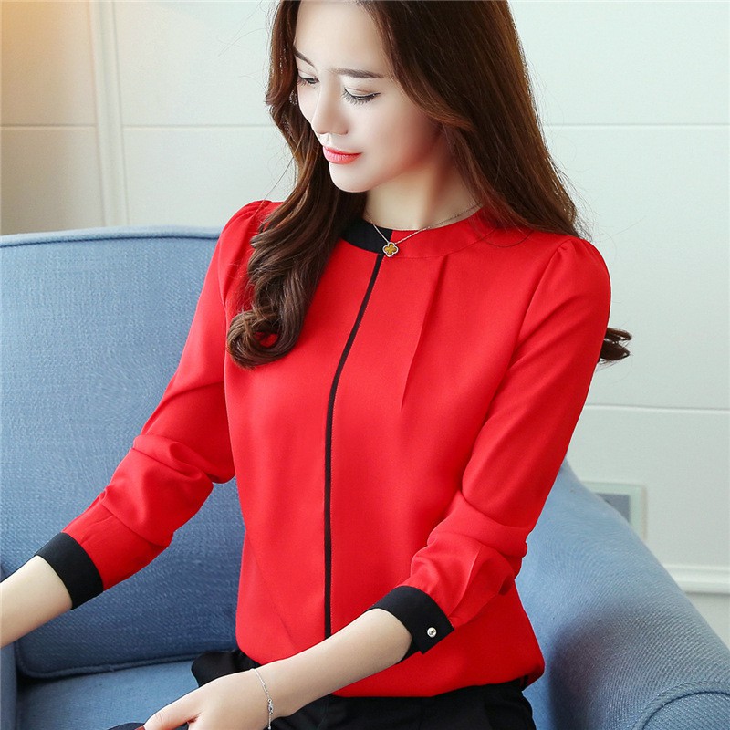 Áo sơ mi nữ kiểu công sở dài tay cổ tròn form suông sang trọng SM32 Candy Fashion