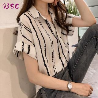 Áo Sơ Mi Công Sở Nữ Cổ Chữ V Sọc Dọc