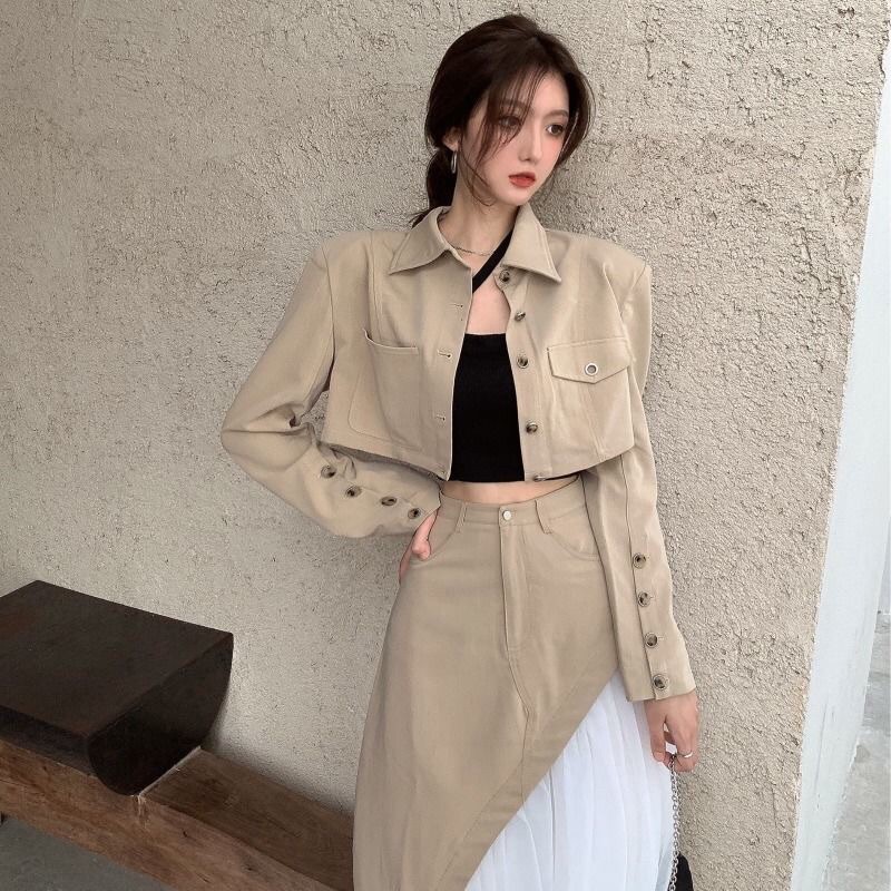Set trang phục thu đông aoa vest+ chân váy phối ren