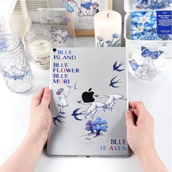 [Hàng mới về] Sticker dán nhãn màu Xanh Blue The Earth Xinh xắn