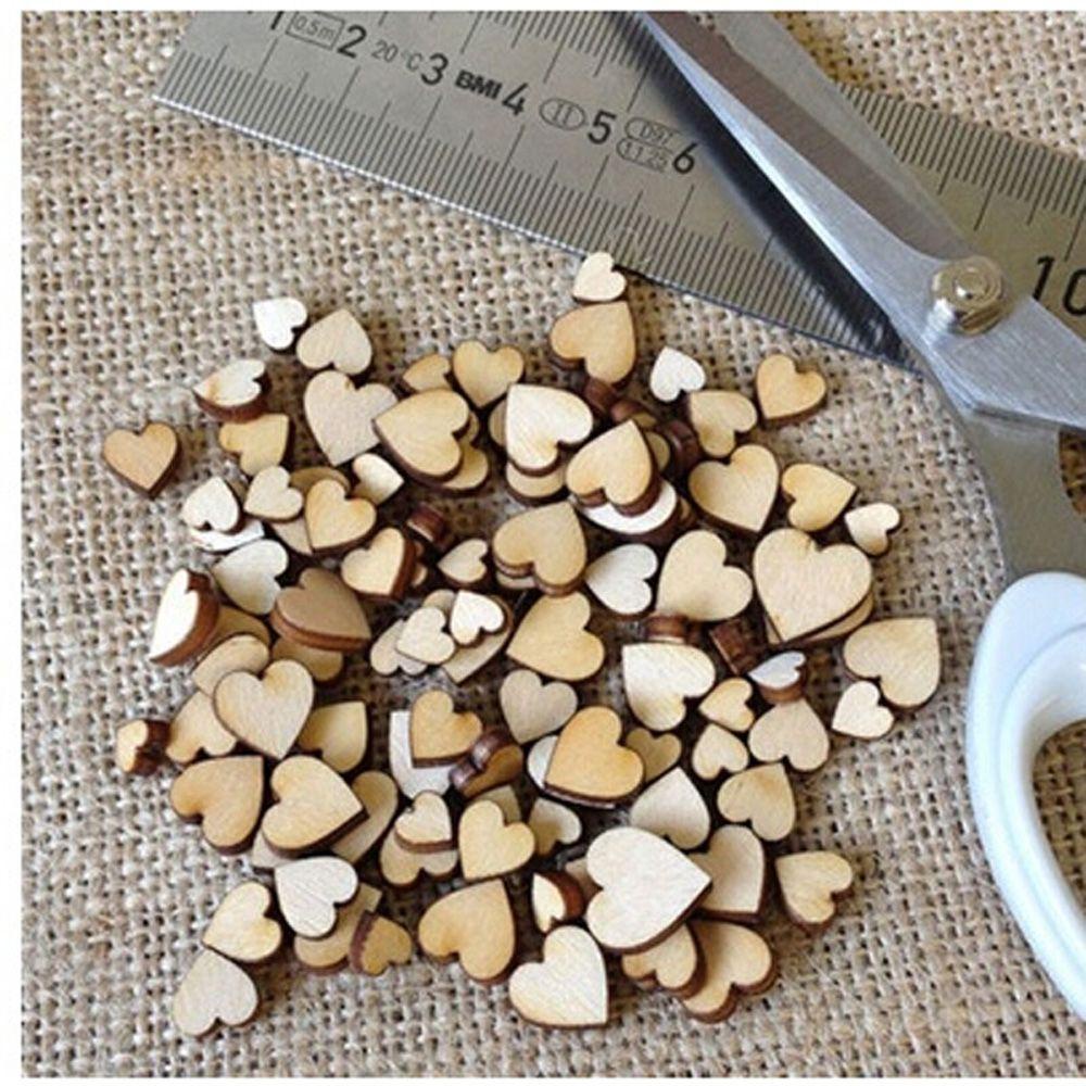 LAY Bộ 100 Miếng Gỗ Trang Trí Hình Trái Tim Dễ Thương