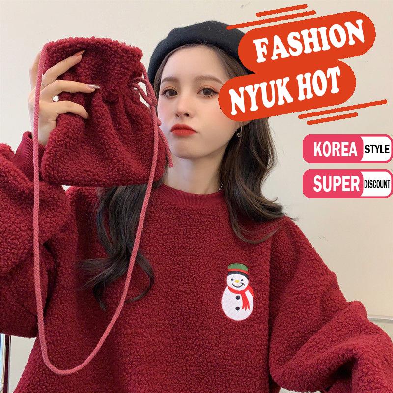 Áo khoác len dày giả nhung thời trang Hàn Quốc cho nữ