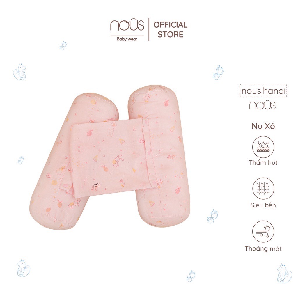 Gối Chặn Nous Cho Bé Sơ Sinh Ngủ Ngon Sâu Giấc - 2 Màu Xanh - Hồng