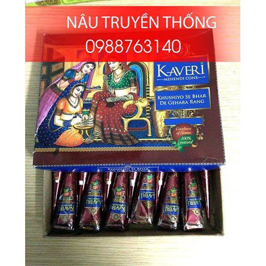 [ Tặng KHUÔN ] Mực HENNA Ấn Độ đen, nâu truyền thống, nâu đỏ