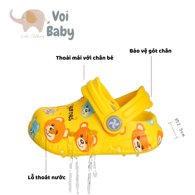 Dép sục cross cho bé gái trai cá mập ngộ nghĩnh cute VOIBABY BL12