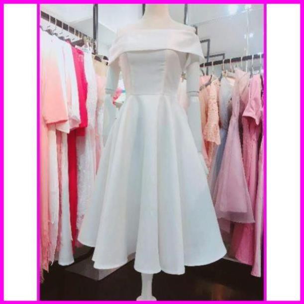 [   VÁY TRẮNG ] Đầm trắng dự tiệc trắng trễ vai cao cấp hàng thiết kế thanh lịch Sahara Dress Đầm nữ dự tiệc | BigBuy360 - bigbuy360.vn
