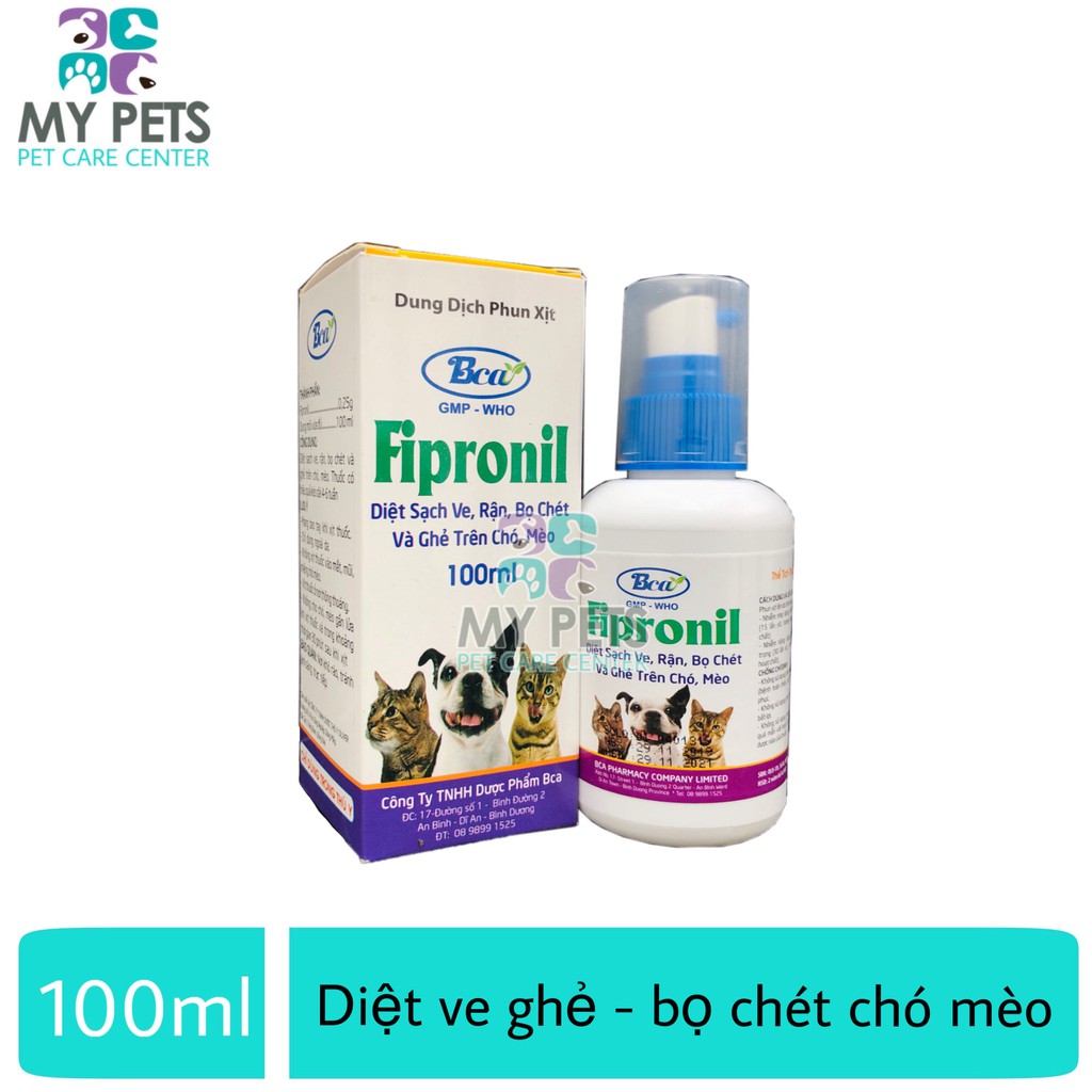 (Lọ 100ml) FIPRONIL nhỏ sống lưng diệt ve ghẻ bọ chét cho chó mèo