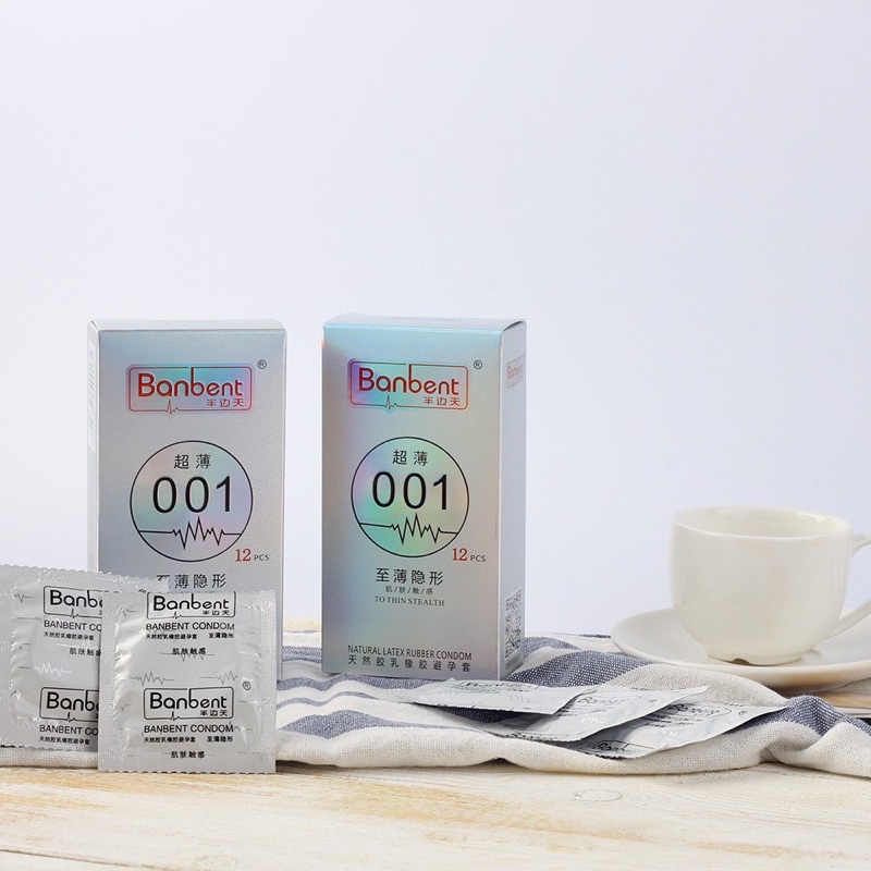 Bao cao su BANBENT To thin stealth 001, siêu mỏng, gốc nước, hương thơm tự nhiên Hộp 12 bcs