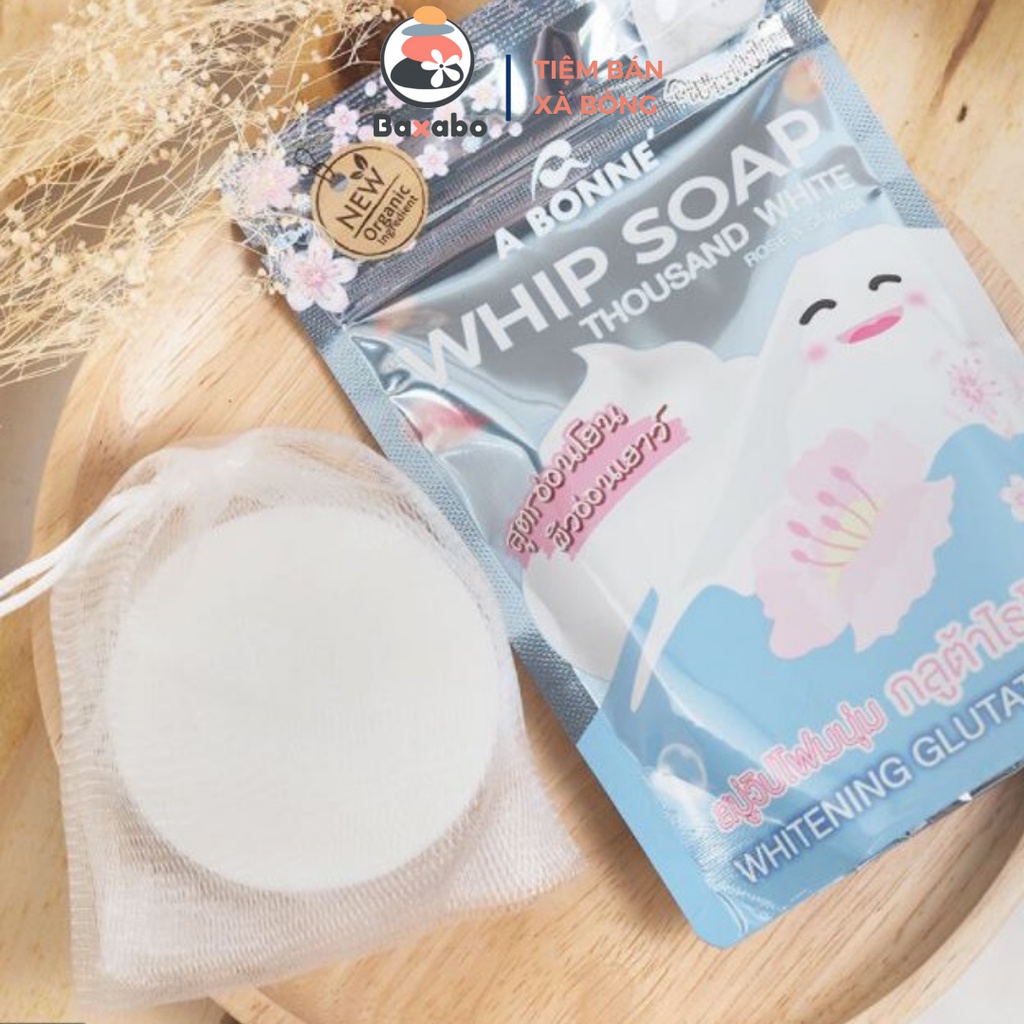 XÀ PHÒNG DƯỠNG DA ABONNE WHIP SOAP NỘI ĐỊA THÁI LAN 100GR - TẶNG KÈM TÚI LƯỚI TẠO BỌT XÀ PHÒNG CAO CẤP