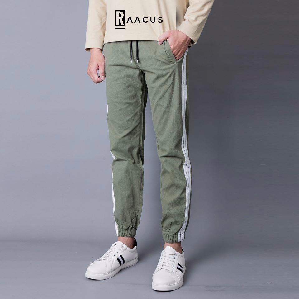 Quần jogger nam thể thao dáng dài suông chất đũi RAACUSSTORE, quần nam thể thao unisex 3 sọc cao cấp  – Q093